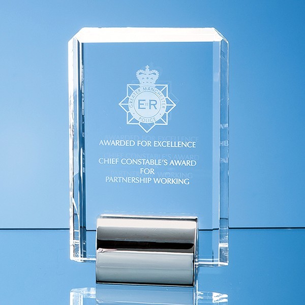 Optical Crystal Rectangle mounted on a Chrome Stand