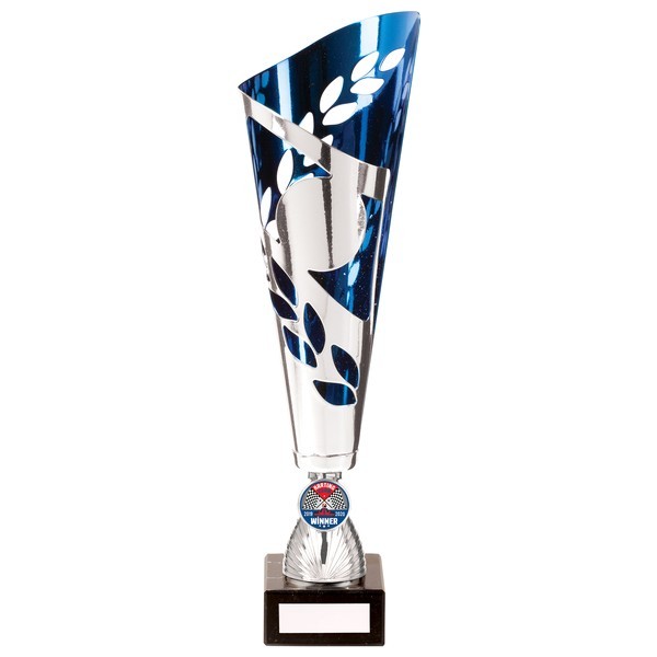 Zues Lazer Cut Metal Cup Silver & Blue 