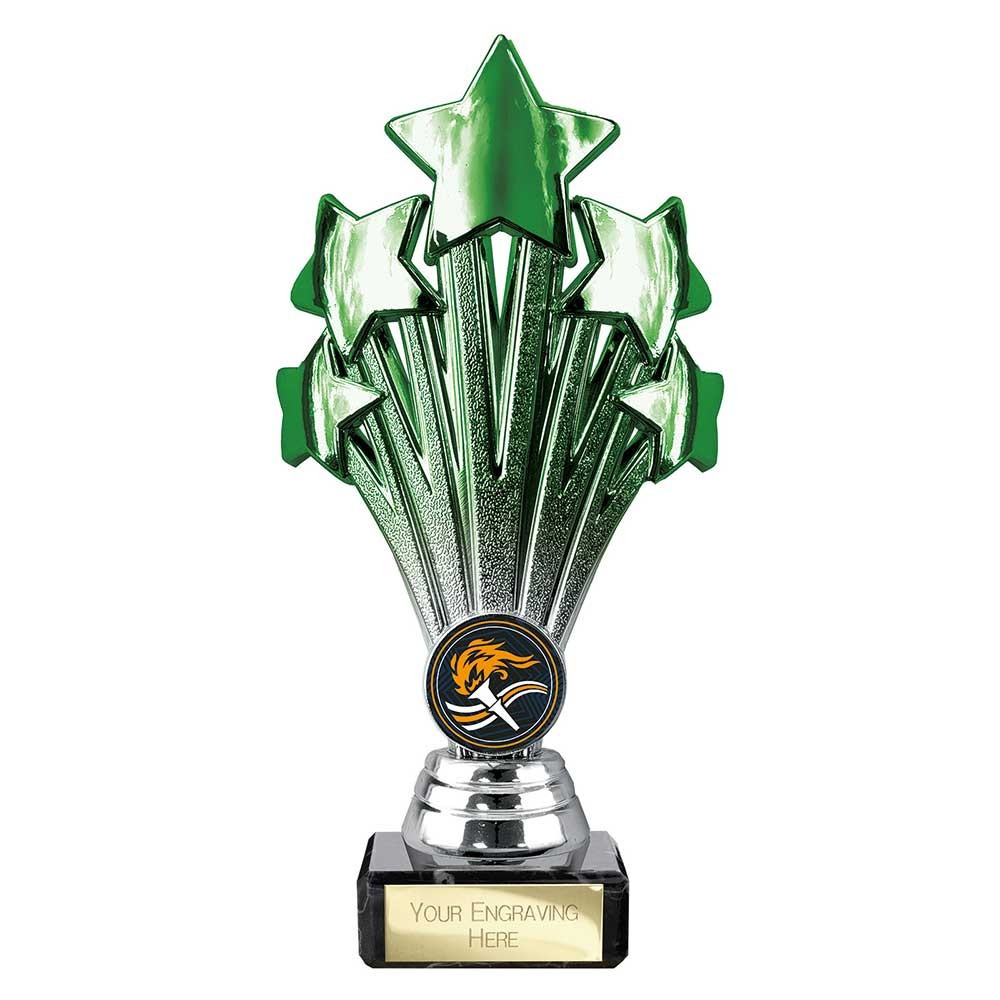 5 Star Trophy Green and Silver 