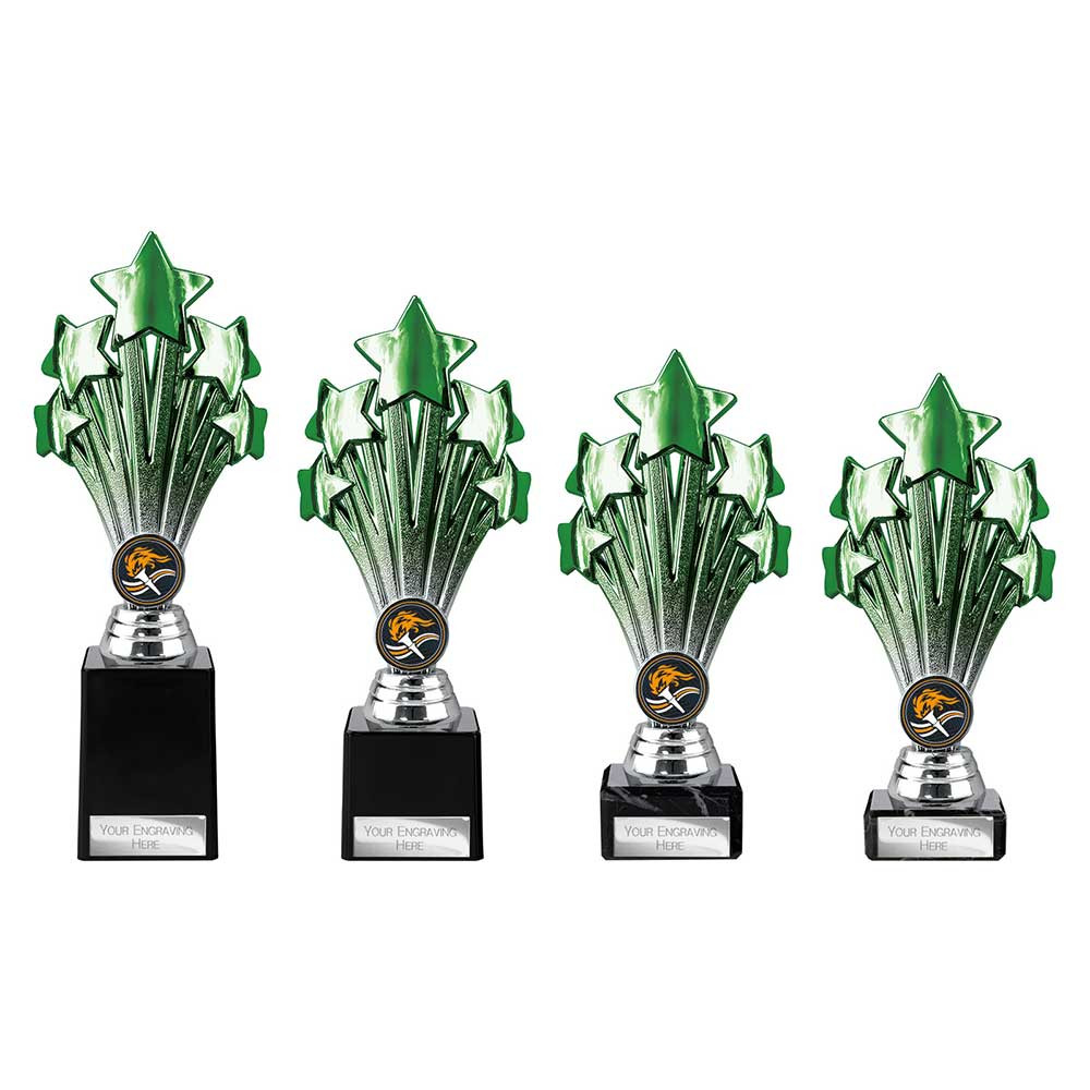 5 Star Trophy Green and Silver 