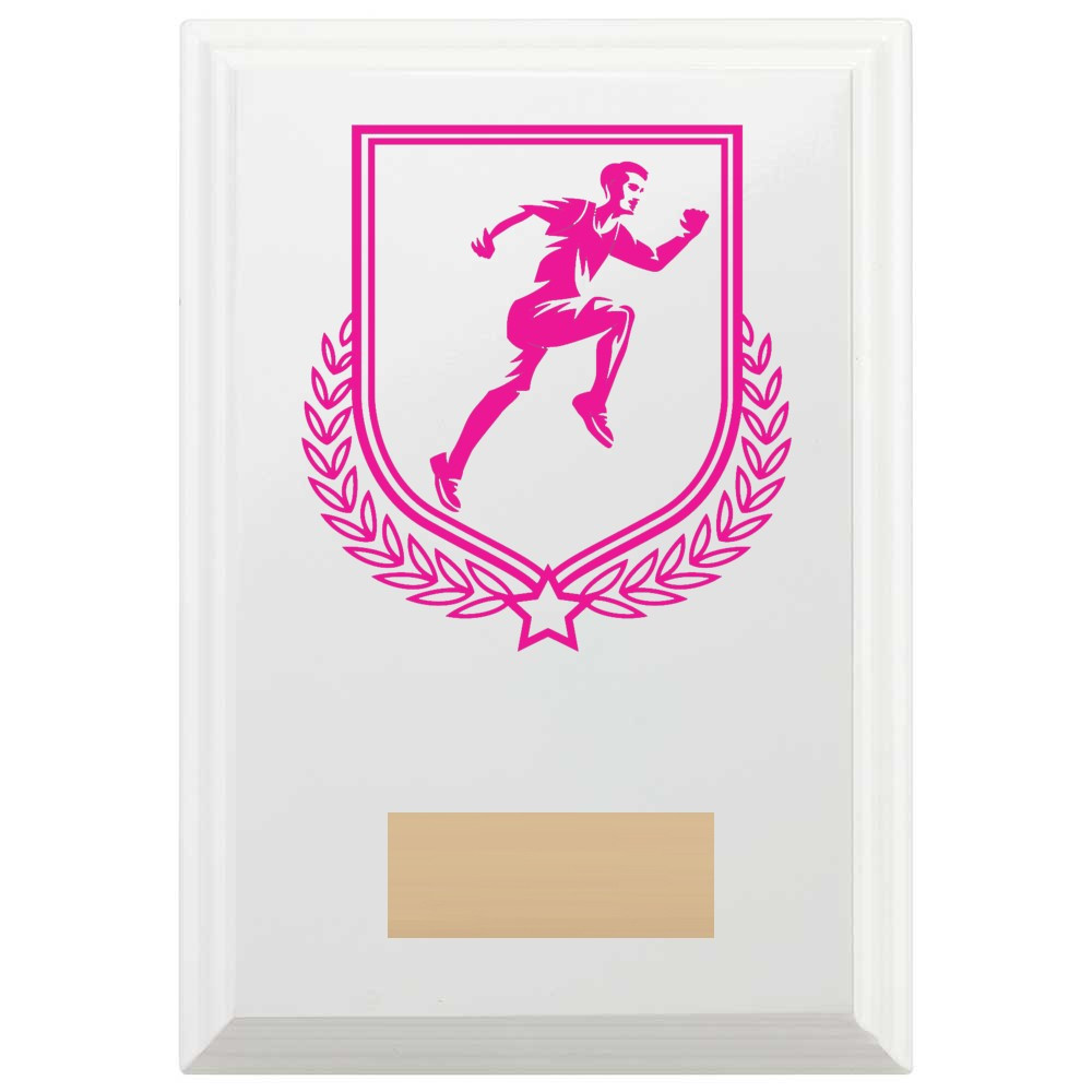 Male Running Reward Plaque In Arctic White