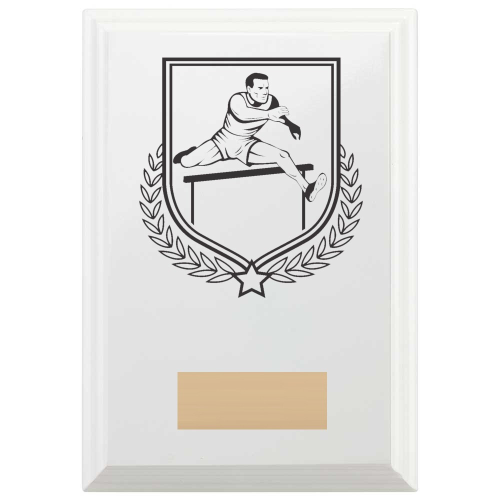 Male Hurdles Reward Plaque In Arctic White
