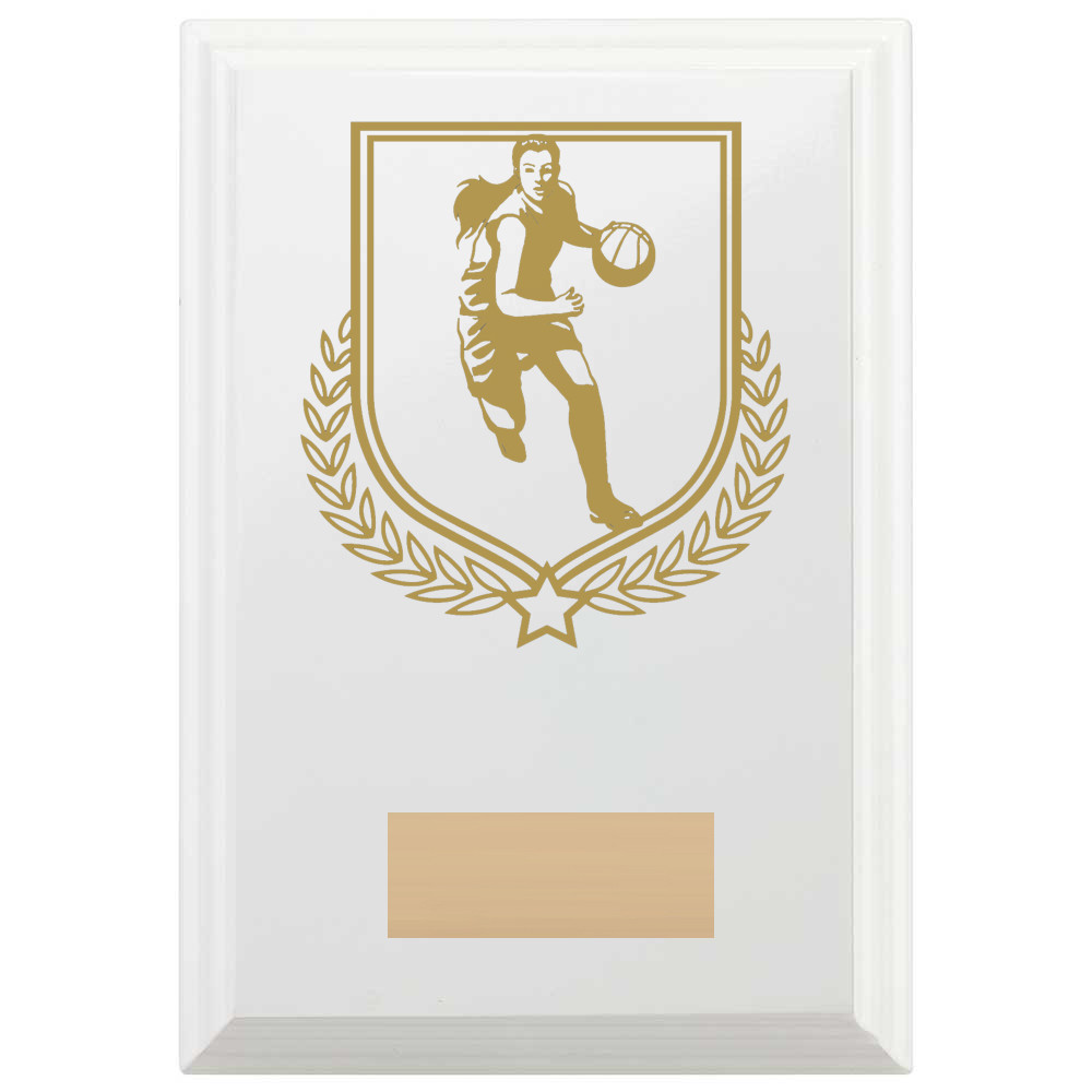 Basketball Reward Plaque In Arctic White