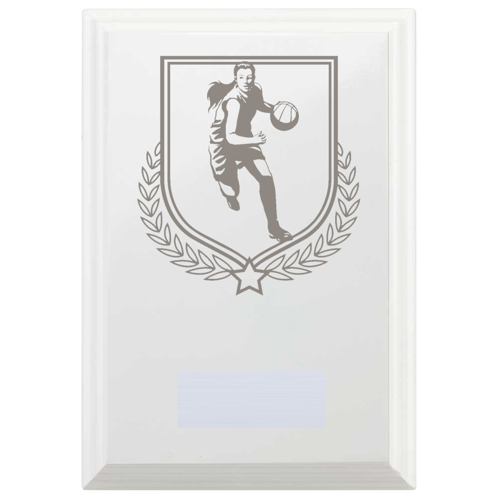 Basketball Reward Plaque In Arctic White