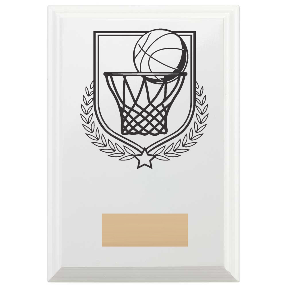 Basketball Reward Plaque In Arctic White