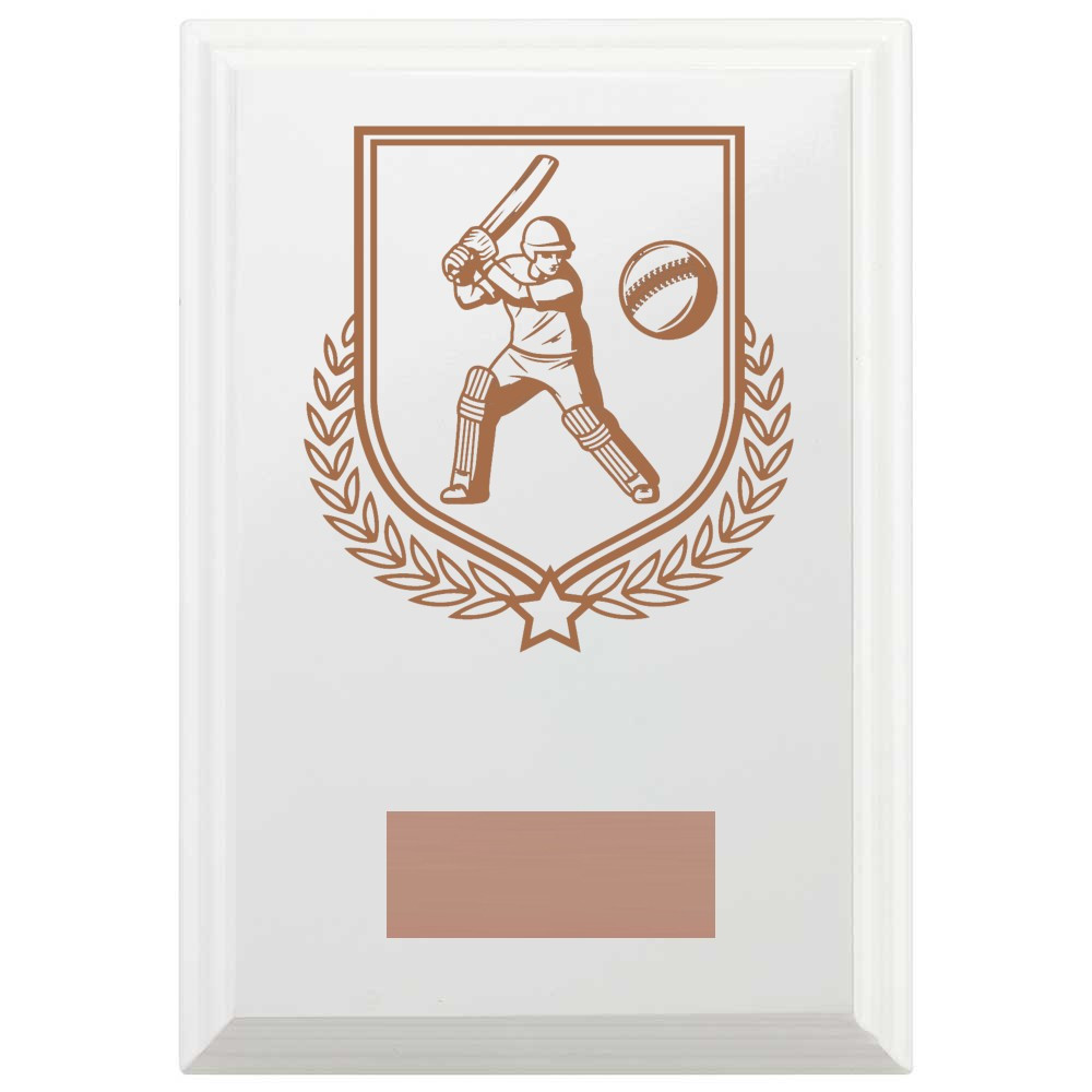 Cricket Batting Reward Plaque In Arctic White