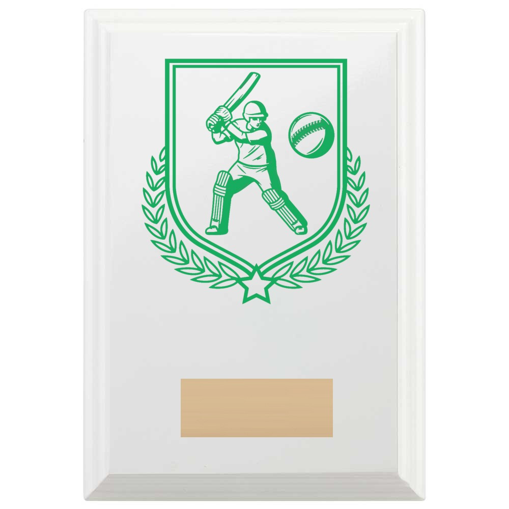 Cricket Batting Reward Plaque In Arctic White