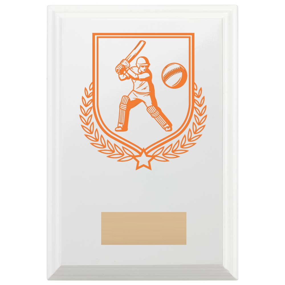 Cricket Batting Reward Plaque In Arctic White