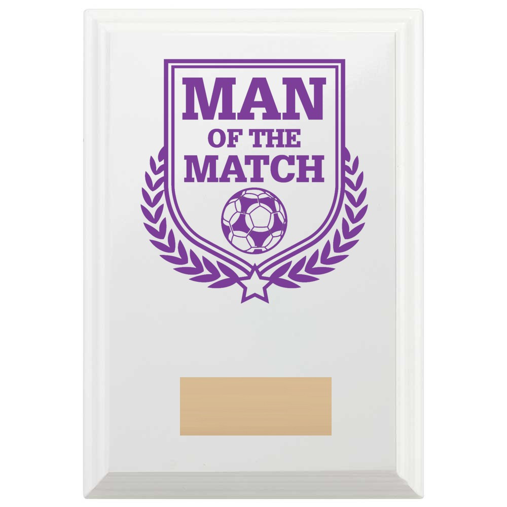 Football Man of the Match Reward Plaque In Arctic White