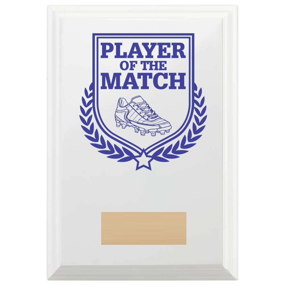 Football Player of the Match Reward Plaque In Arctic White