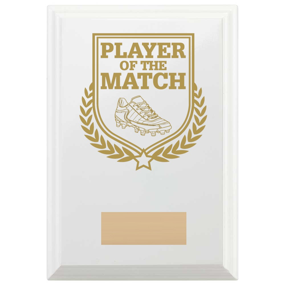 Football Player of the Match Reward Plaque In Arctic White