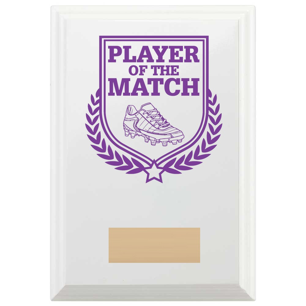 Football Player of the Match Reward Plaque In Arctic White