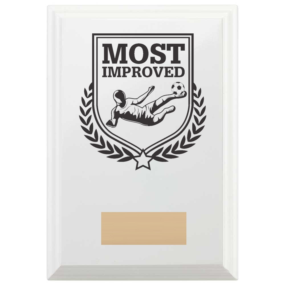 Football Most Improved Reward Plaque In Arctic White