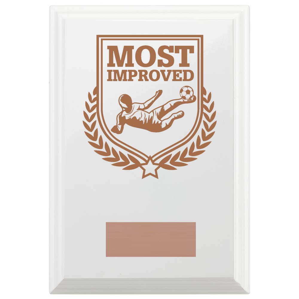 Football Most Improved Reward Plaque In Arctic White