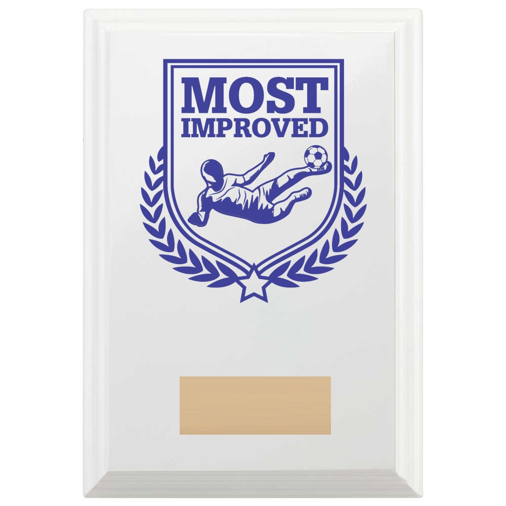 Football Most Improved Reward Plaque In Arctic White