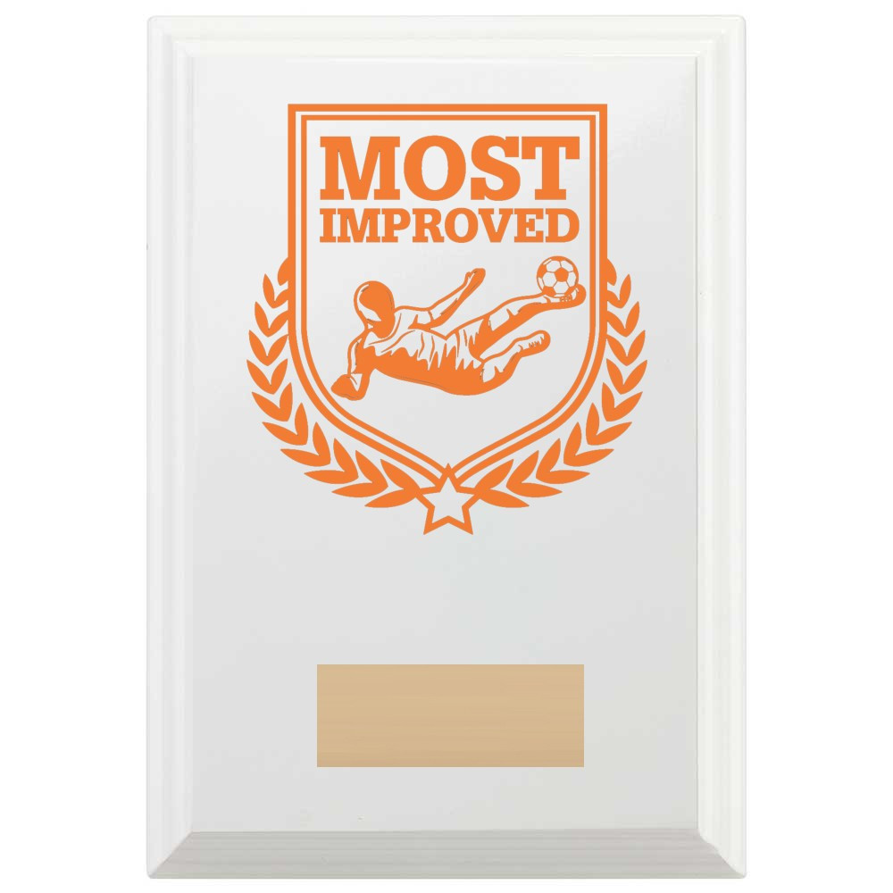 Football Most Improved Reward Plaque In Arctic White