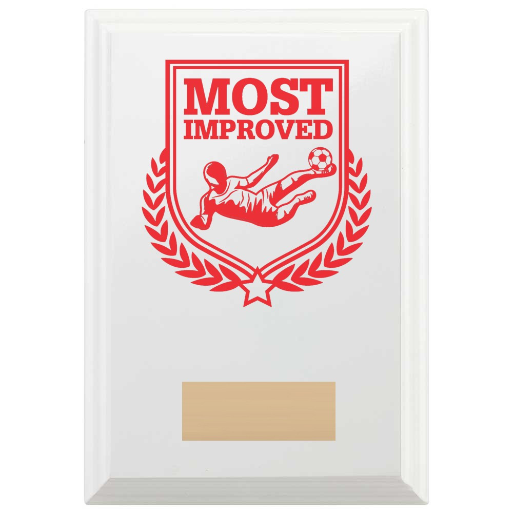 Football Most Improved Reward Plaque In Arctic White