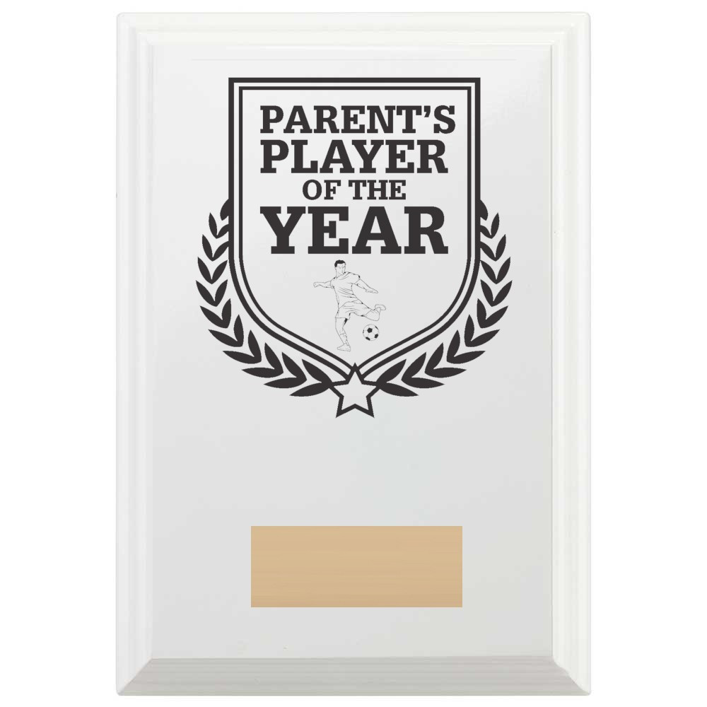 Football Parent's Player of the Year Reward Plaque In Arctic White