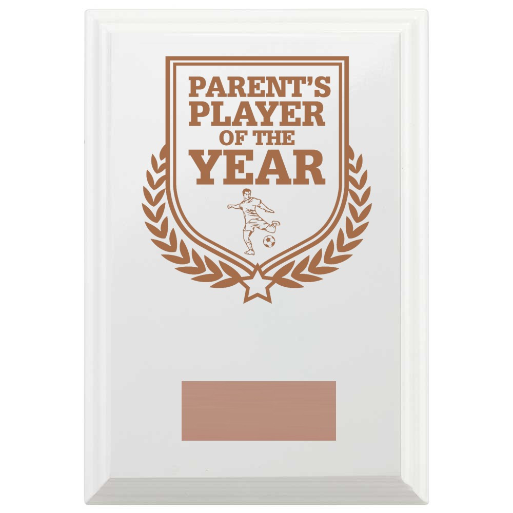 Football Parent's Player of the Year Reward Plaque In Arctic White