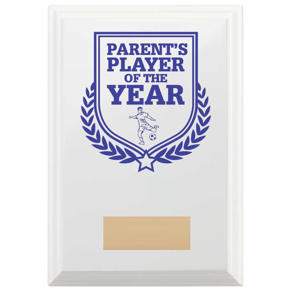 Football Parent's Player of the Year Reward Plaque In Arctic White
