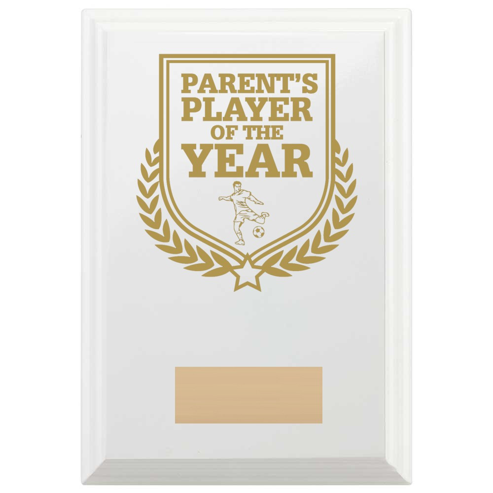 Football Parent's Player of the Year Reward Plaque In Arctic White