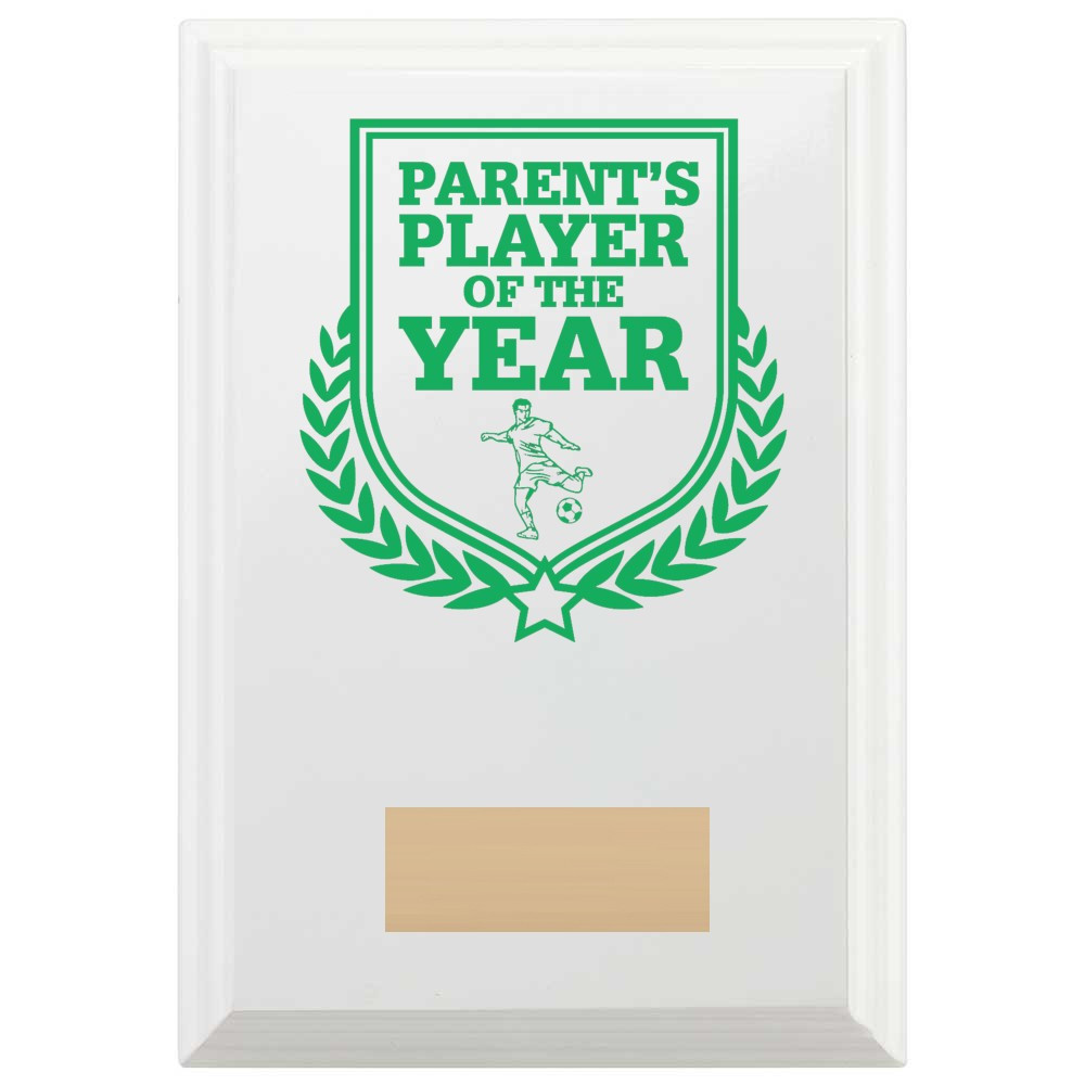 Football Parent's Player of the Year Reward Plaque In Arctic White