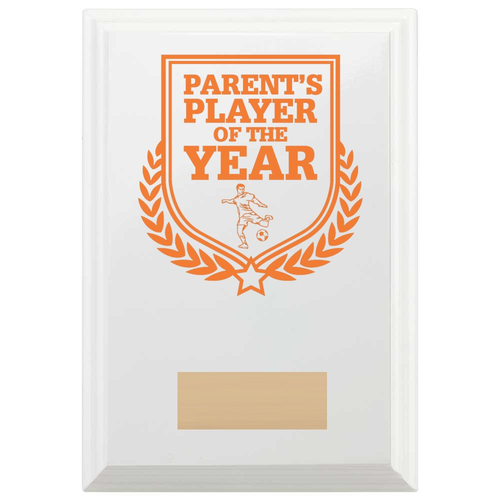 Football Parent's Player of the Year Reward Plaque In Arctic White