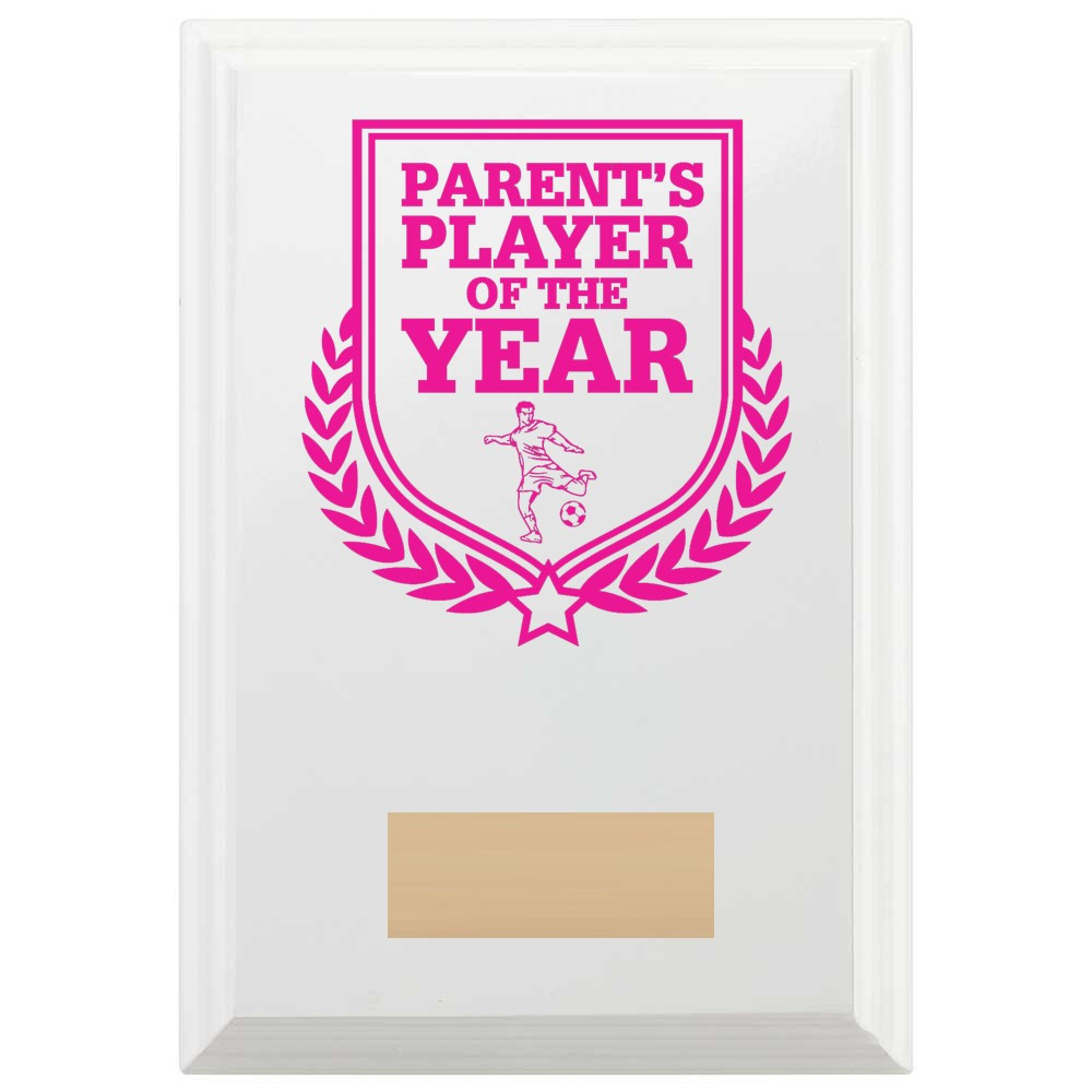 Football Parent's Player of the Year Reward Plaque In Arctic White
