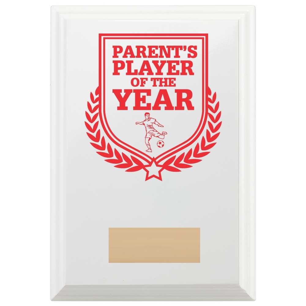 Football Parent's Player of the Year Reward Plaque In Arctic White