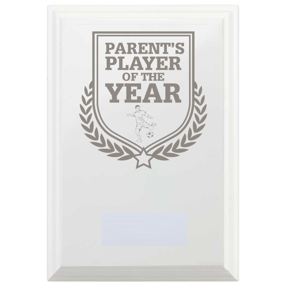 Football Parent's Player of the Year Reward Plaque In Arctic White