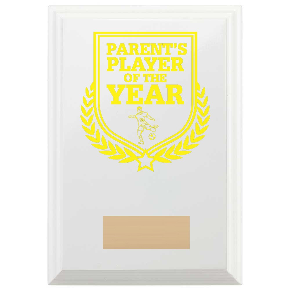 Football Parent's Player of the Year Reward Plaque In Arctic White