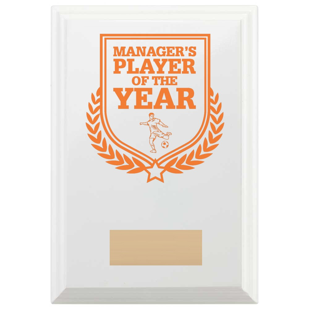 Football Manager's Player of the Year Reward Plaque In Arctic White