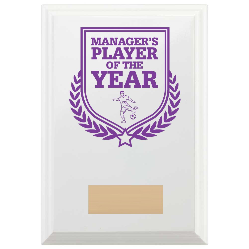 Football Manager's Player of the Year Reward Plaque In Arctic White