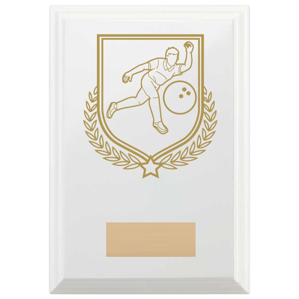 Ten Pin Bowling Reward Plaque In Arctic White