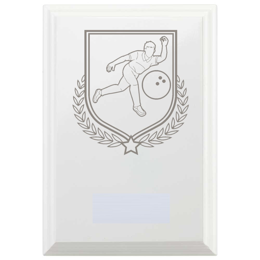 Ten Pin Bowling Reward Plaque In Arctic White