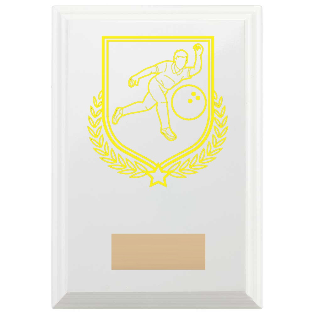 Ten Pin Bowling Reward Plaque In Arctic White