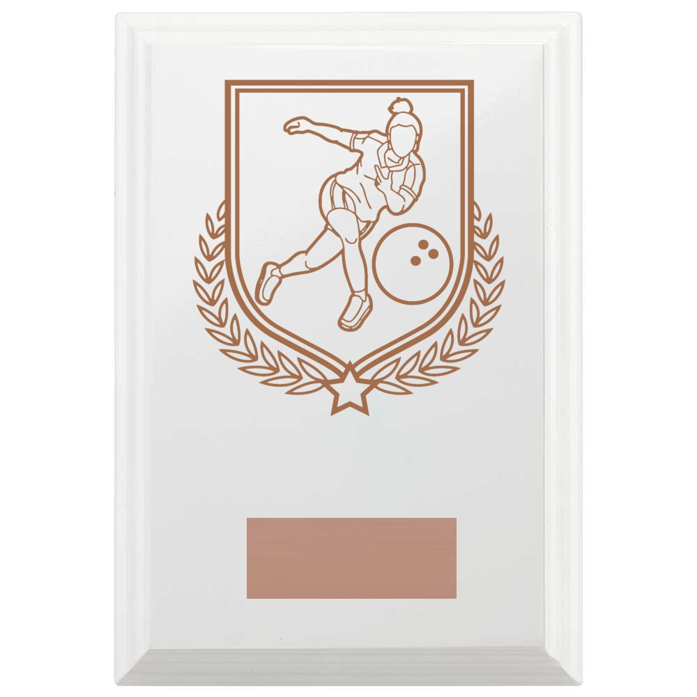 Ten Pin Bowling Reward Plaque In Arctic White