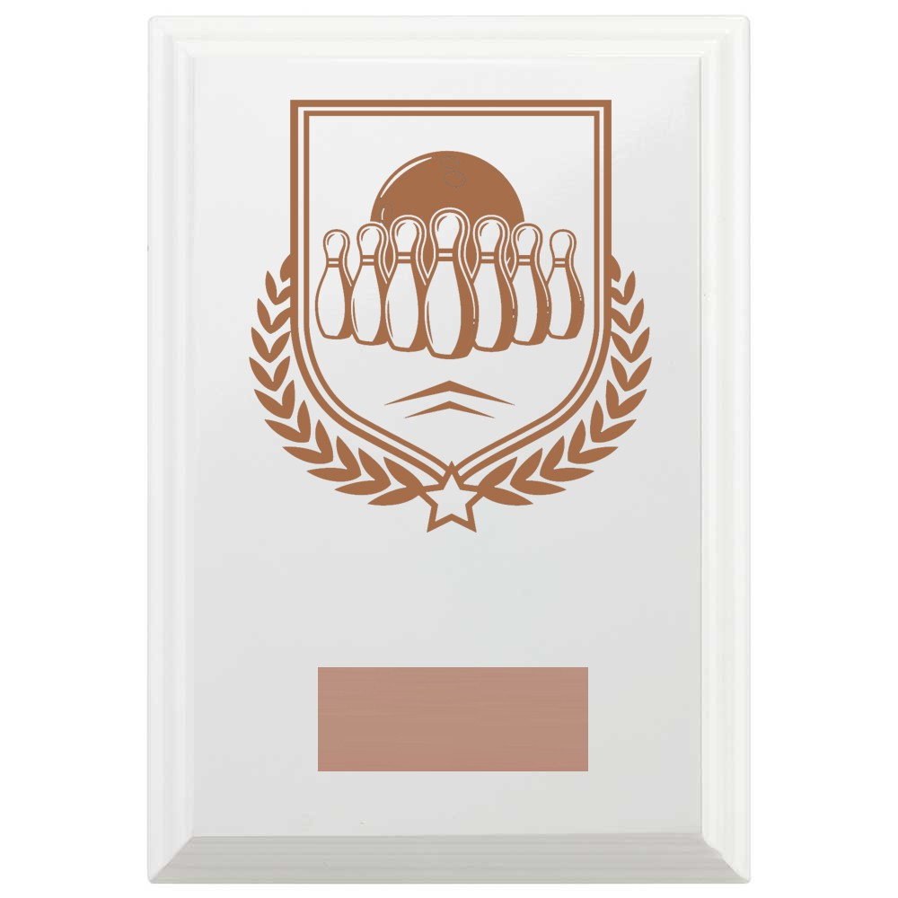 Ten Pin Bowling Reward Plaque In Arctic White