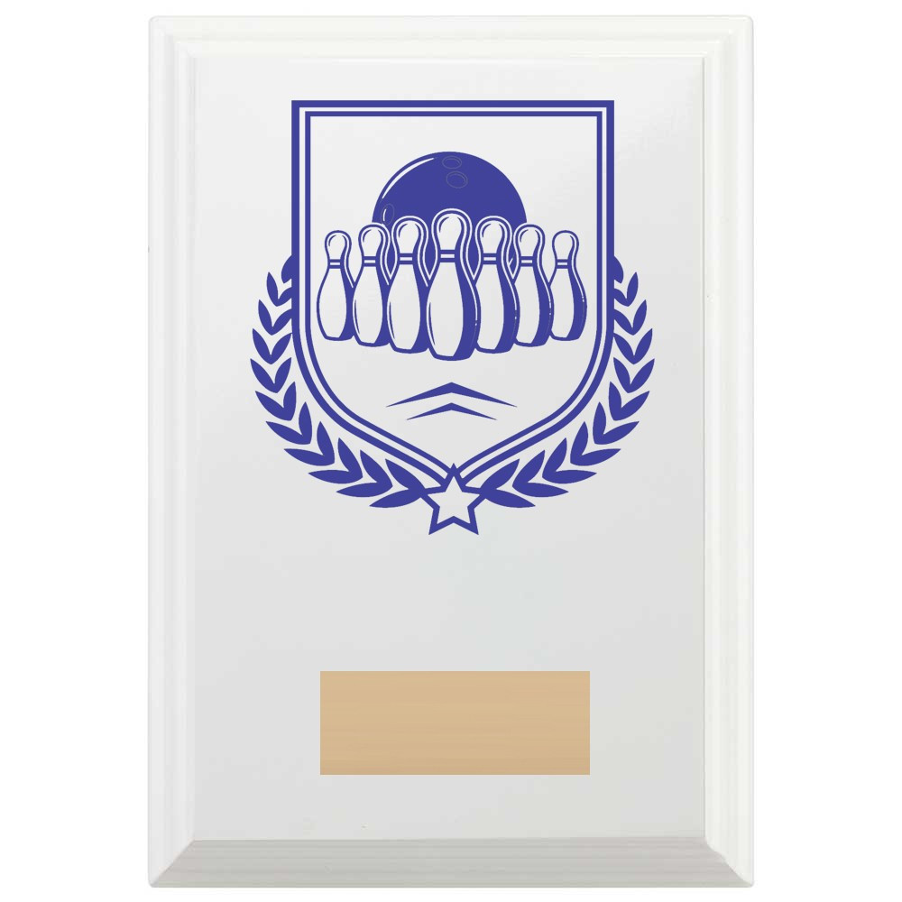 Ten Pin Bowling Reward Plaque In Arctic White