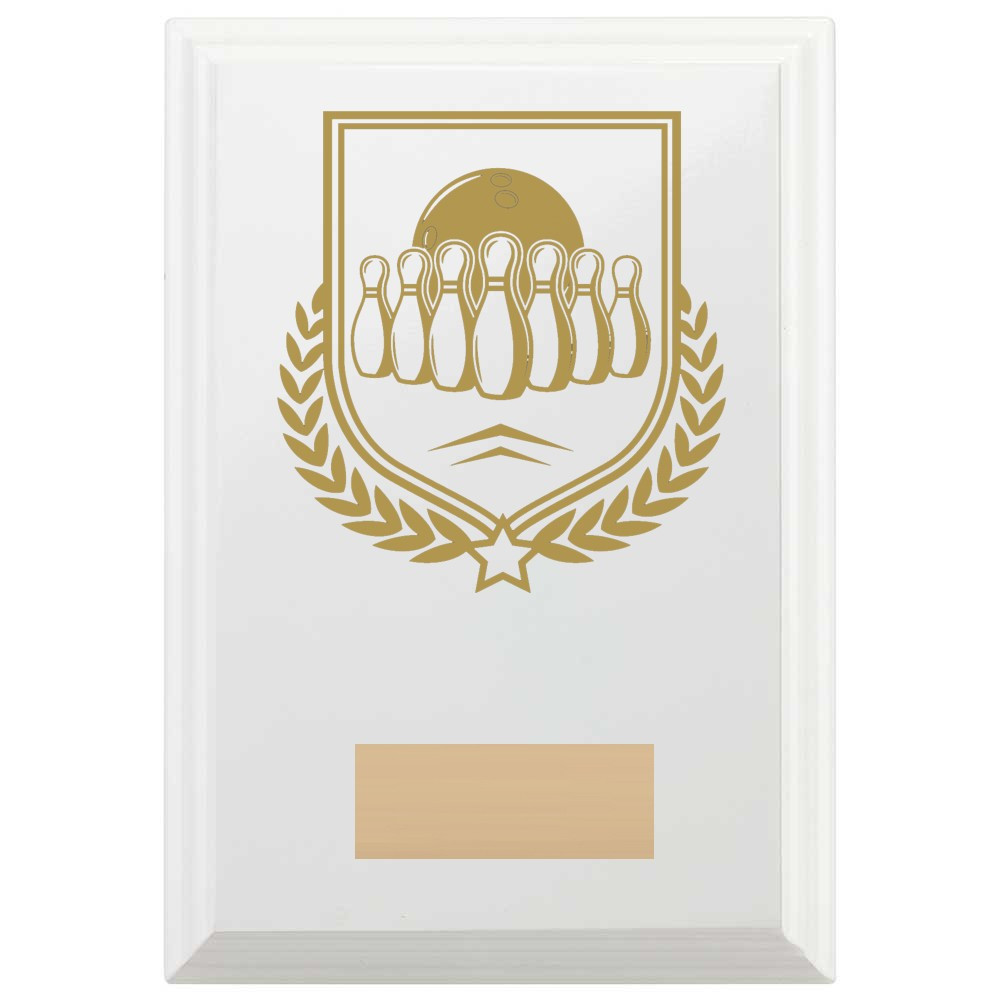 Ten Pin Bowling Reward Plaque In Arctic White