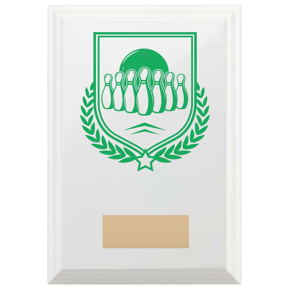 Ten Pin Bowling Reward Plaque In Arctic White