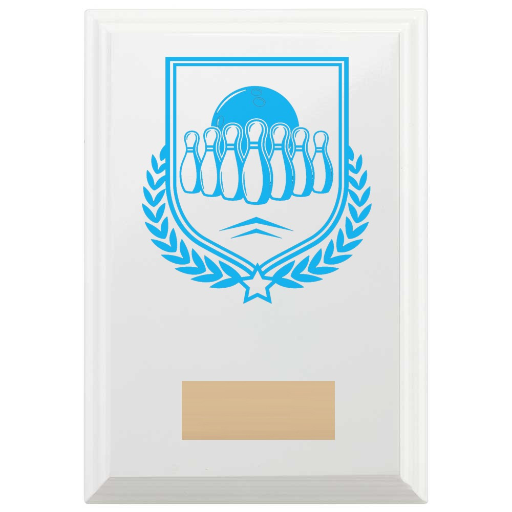 Ten Pin Bowling Reward Plaque In Arctic White
