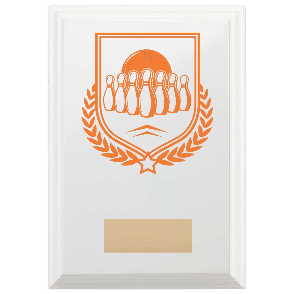 Ten Pin Bowling Reward Plaque In Arctic White