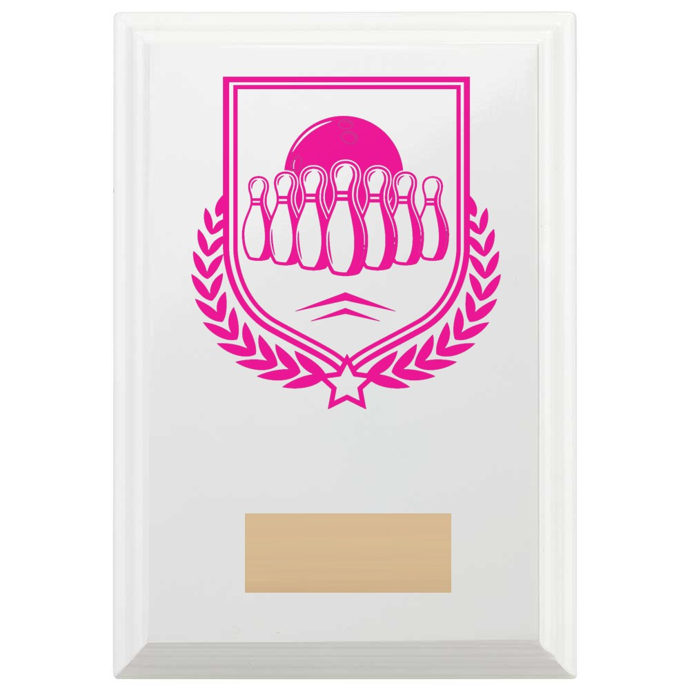 Ten Pin Bowling Reward Plaque In Arctic White