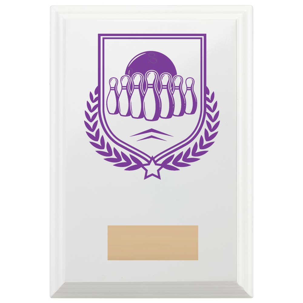 Ten Pin Bowling Reward Plaque In Arctic White