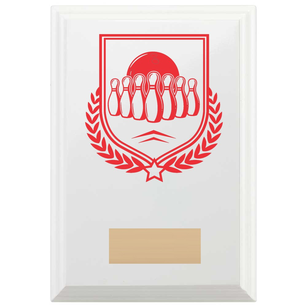 Ten Pin Bowling Reward Plaque In Arctic White