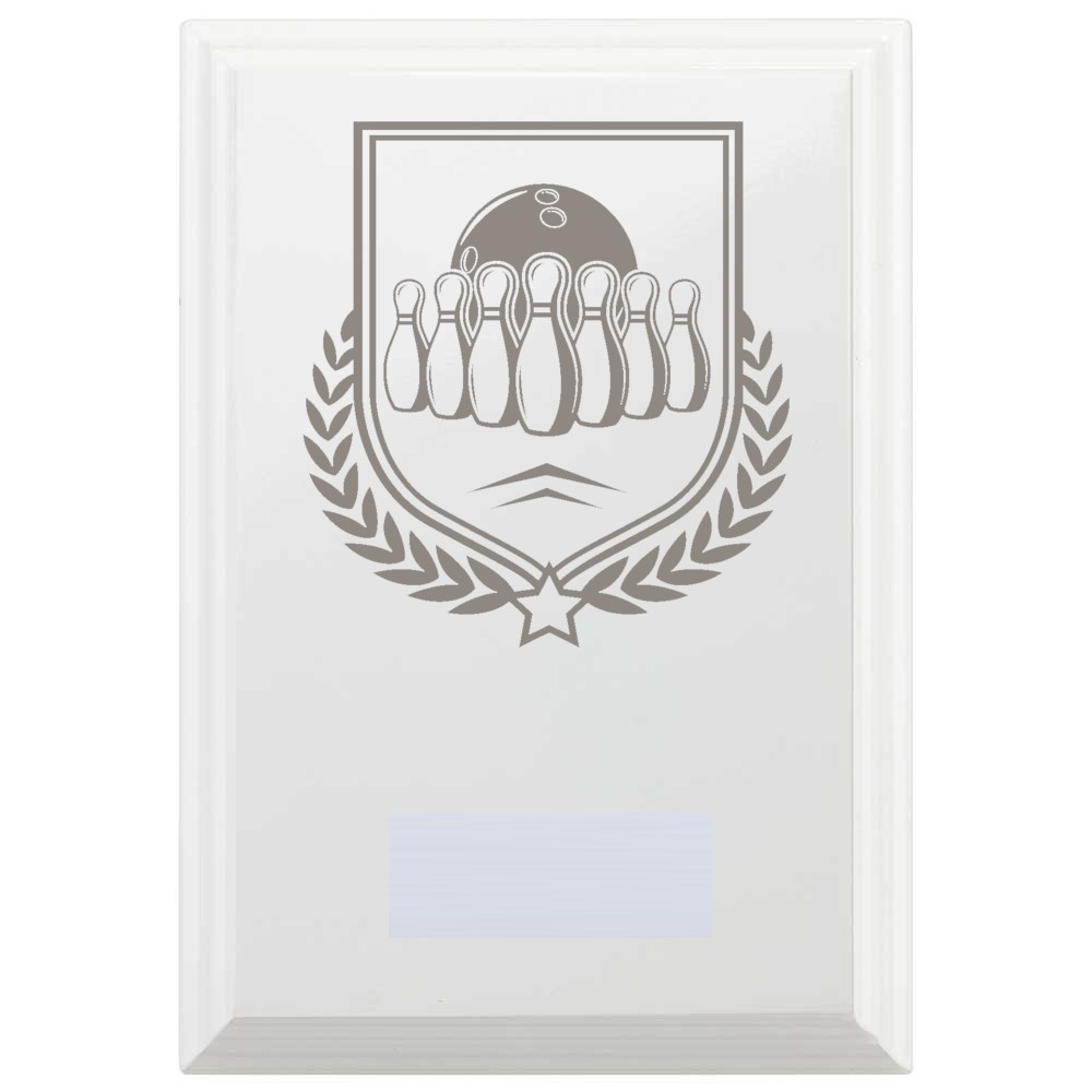Ten Pin Bowling Reward Plaque In Arctic White