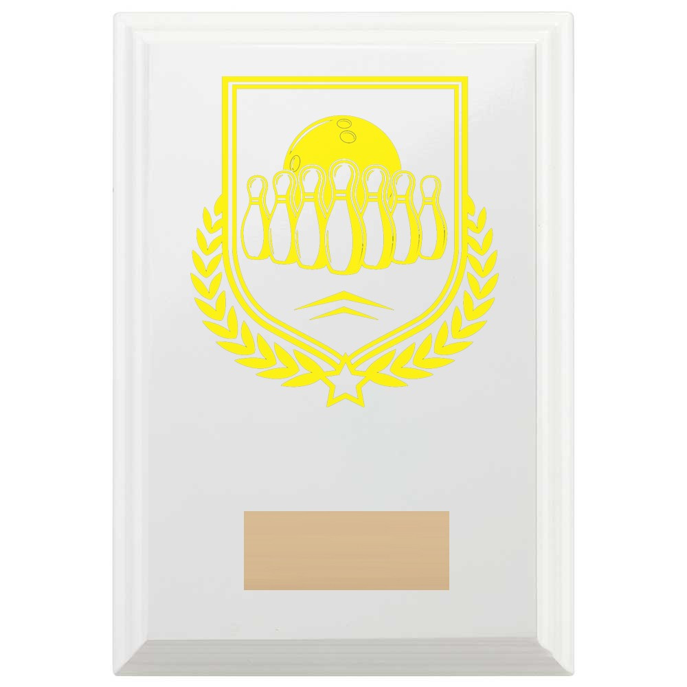 Ten Pin Bowling Reward Plaque In Arctic White