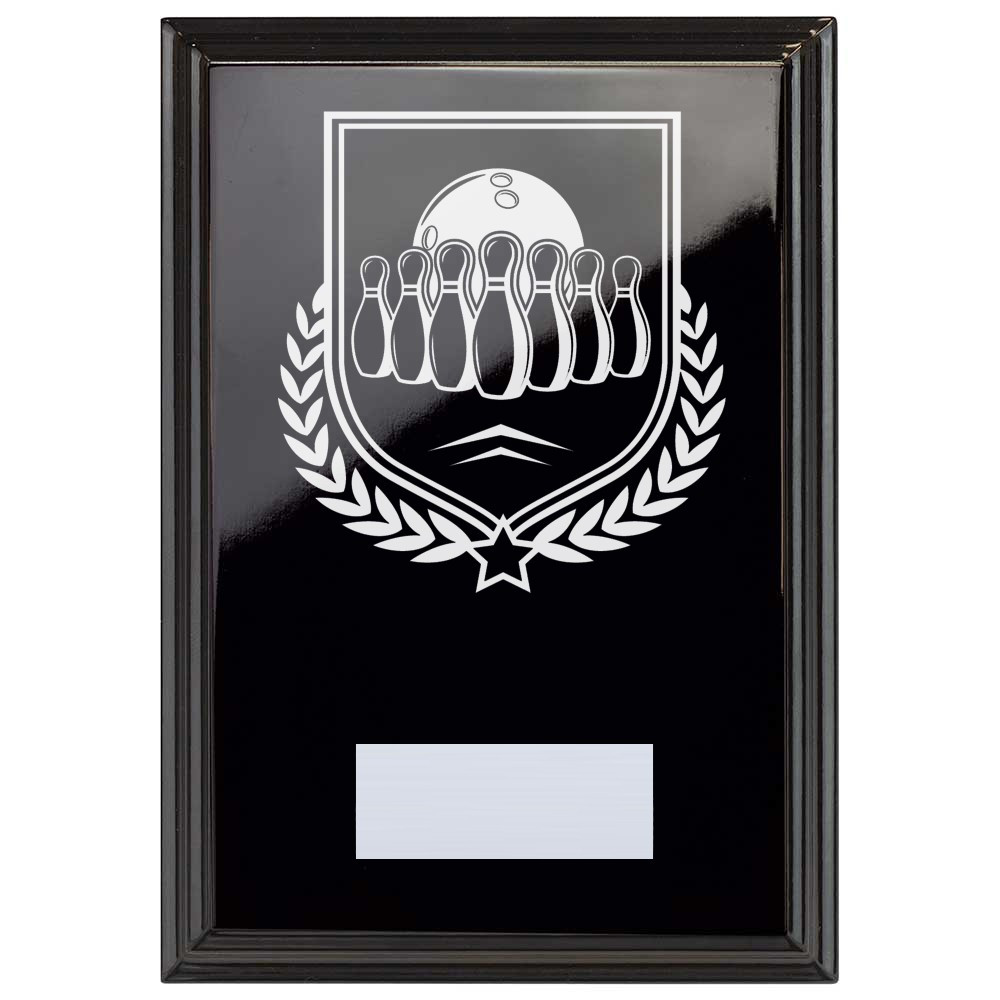 Ten Pin Bowling Reward Plaque In Epic Black