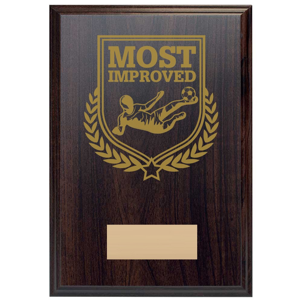 Football Most Improved Reward Deep Mahogany Plaque